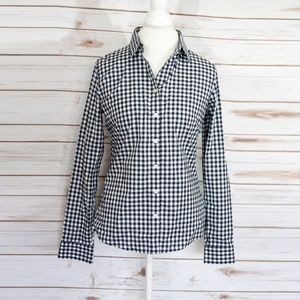 Banana Republic Navy Gingham Fitted Dress Shirt